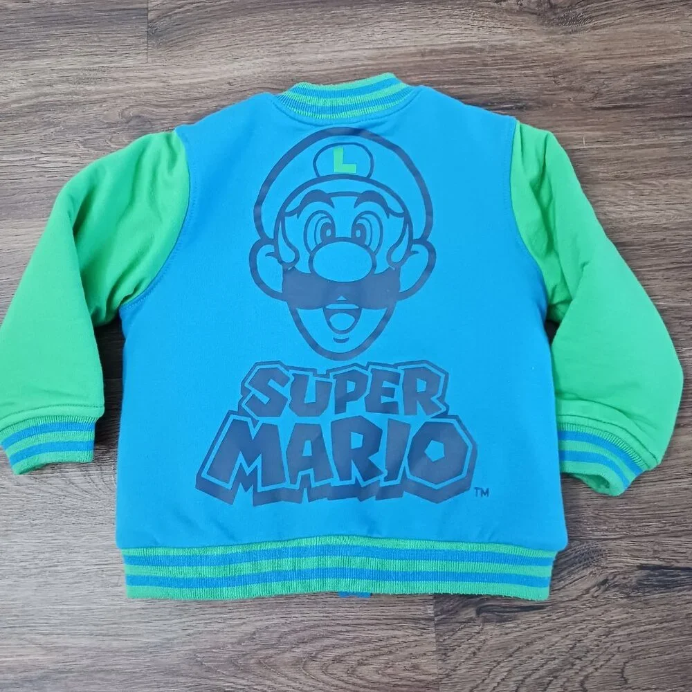 Boys‎ Luigi Bomber Jacket Nintendo Super Mario Brothers Green Size 4 Varsity